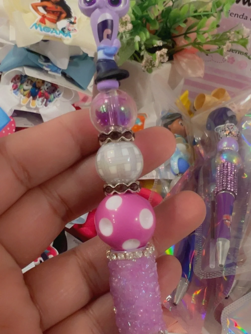 Fear Inside Out Disney Doorables Beadable Pen | Handmade Purple Beaded Pen